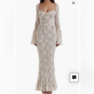 House of CB Delilah Vintage Cream Lace Maxi  Dress